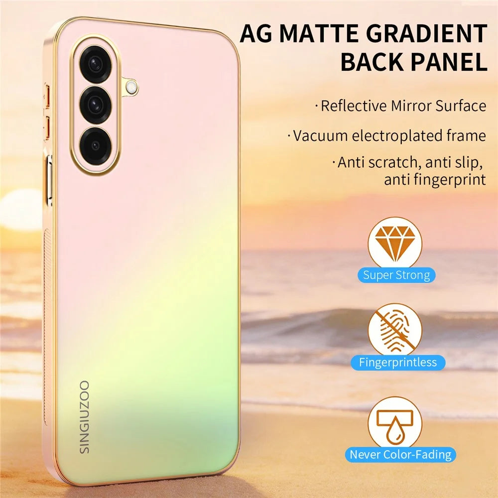 SINGIUZOO For Samsung Galaxy A36 5G Case Electroplated AG Matte Gradient Color PC + TPU Phone Cover - Pink - 5