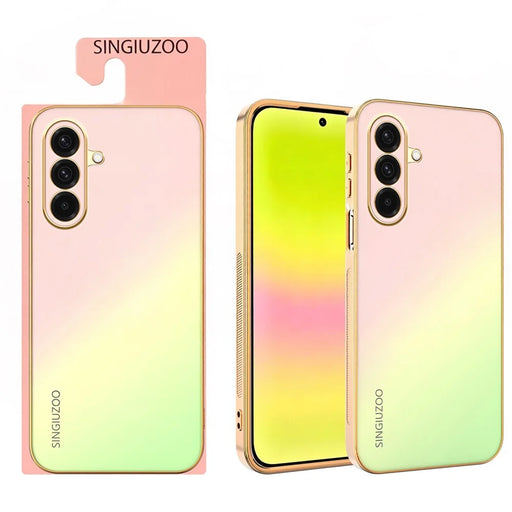 SINGIUZOO For Samsung Galaxy A37 5G Case Electroplated AG Matte Gradient Color PC + TPU Phone Cover - Pink - 1