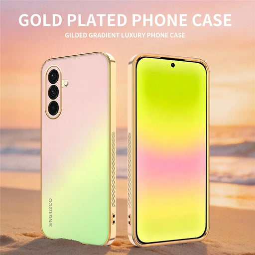 SINGIUZOO For Samsung Galaxy A37 5G Case Electroplated AG Matte Gradient Color PC + TPU Phone Cover - Pink - 2