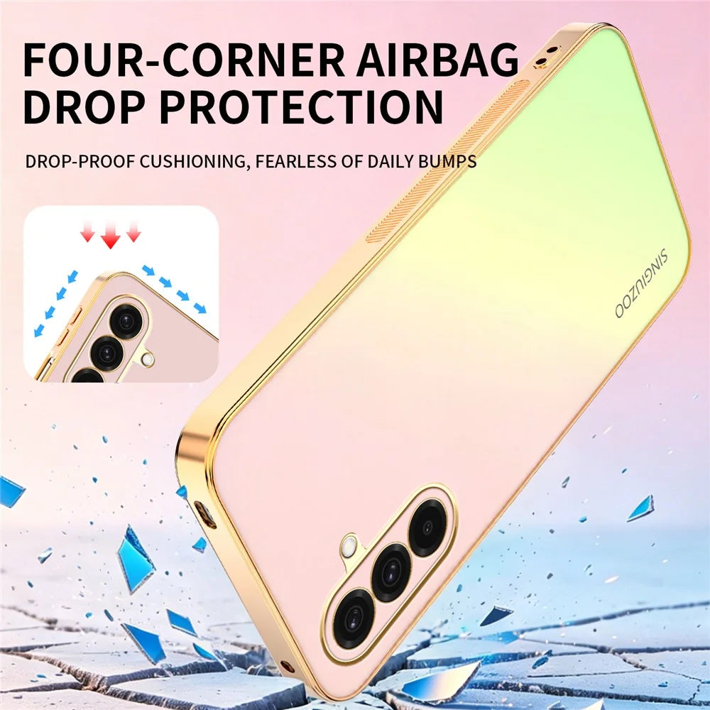 SINGIUZOO For Samsung Galaxy A37 5G Case Electroplated AG Matte Gradient Color PC + TPU Phone Cover - Pink - 3