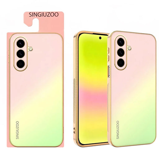 SINGIUZOO For Samsung Galaxy A56 5G Case Electroplated AG Matte Gradient Color PC + TPU Phone Cover - Pink - 1