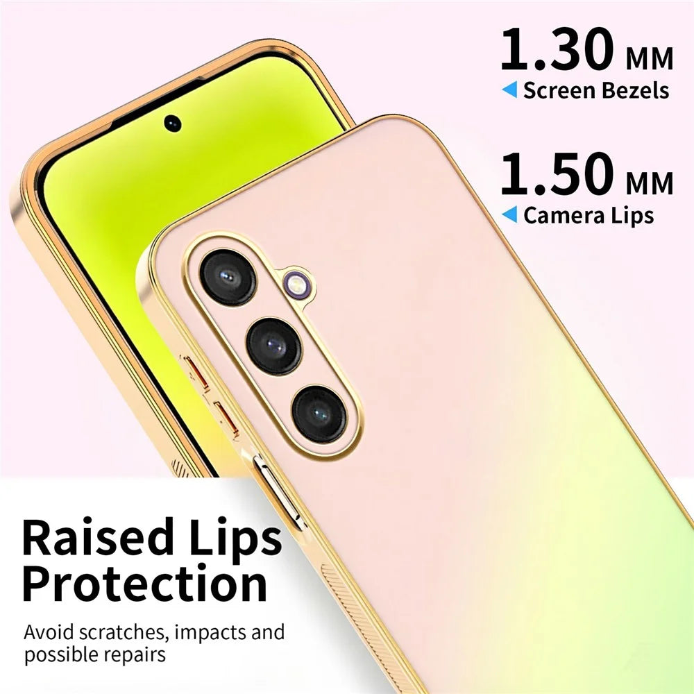 SINGIUZOO For Samsung Galaxy S25 Case Electroplated AG Matte Gradient Color PC + TPU Phone Cover - Pink - 4
