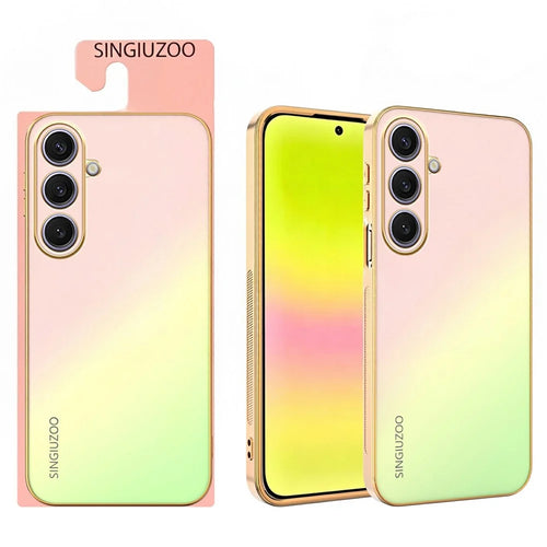 SINGIUZOO For Samsung Galaxy S25+ Case Electroplated AG Matte Gradient Color PC + TPU Phone Cover - Pink - 1