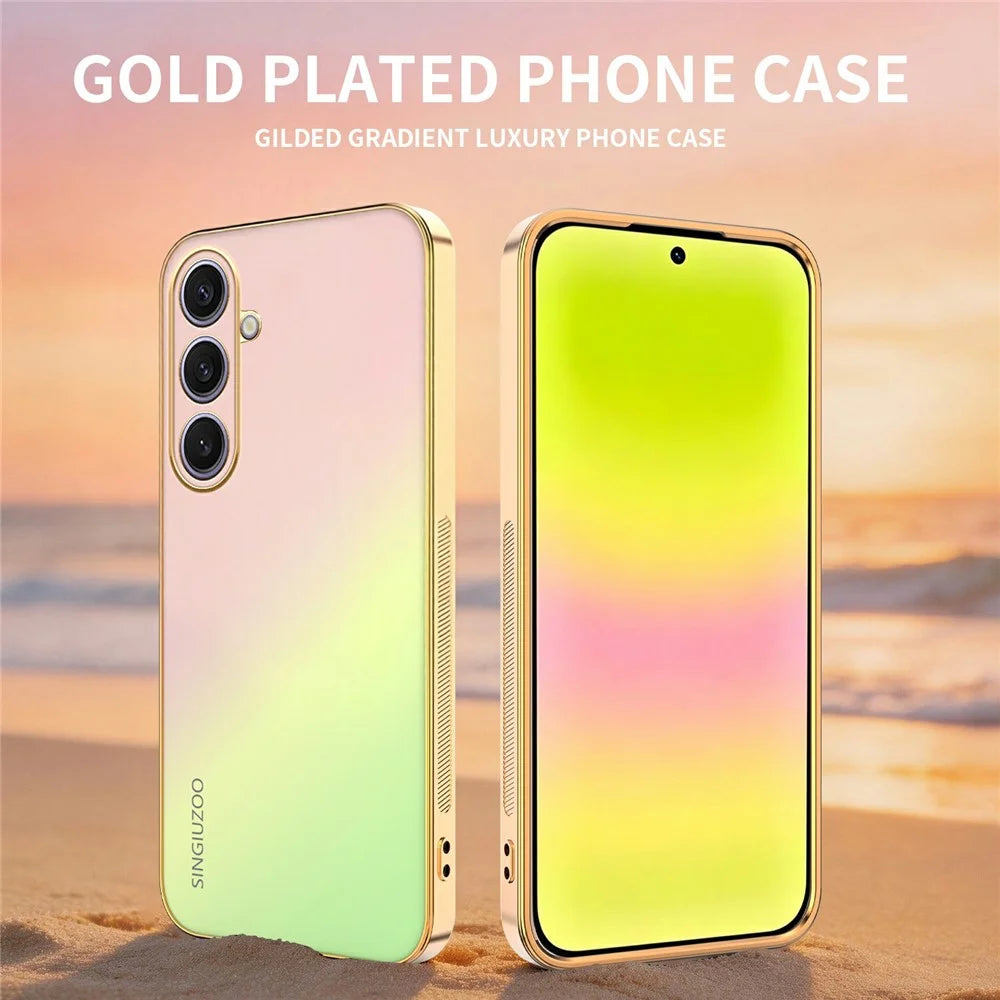 SINGIUZOO For Samsung Galaxy S25+ Case Electroplated AG Matte Gradient Color PC + TPU Phone Cover - Pink - 2