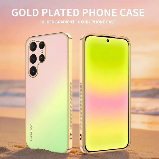 SINGIUZOO For Samsung Galaxy S25 Ultra Case Electroplated AG Matte Gradient Color PC + TPU Phone Cover - Pink - 2