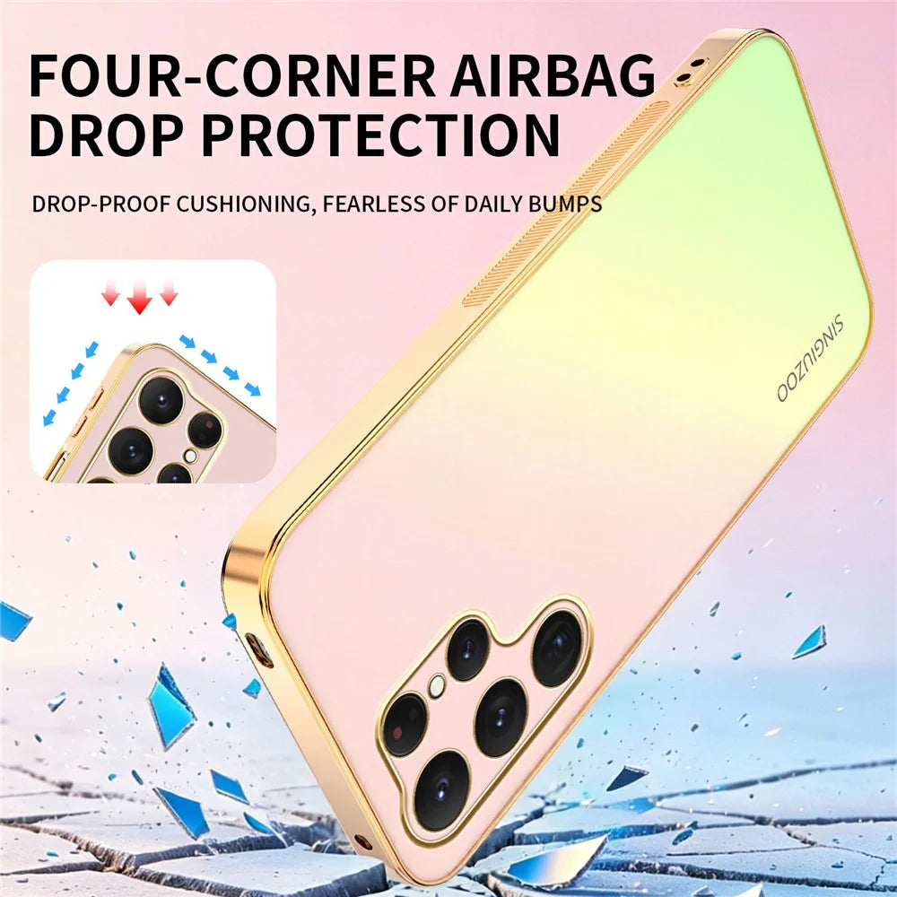 SINGIUZOO For Samsung Galaxy S25 Ultra Case Electroplated AG Matte Gradient Color PC + TPU Phone Cover - Pink - 3