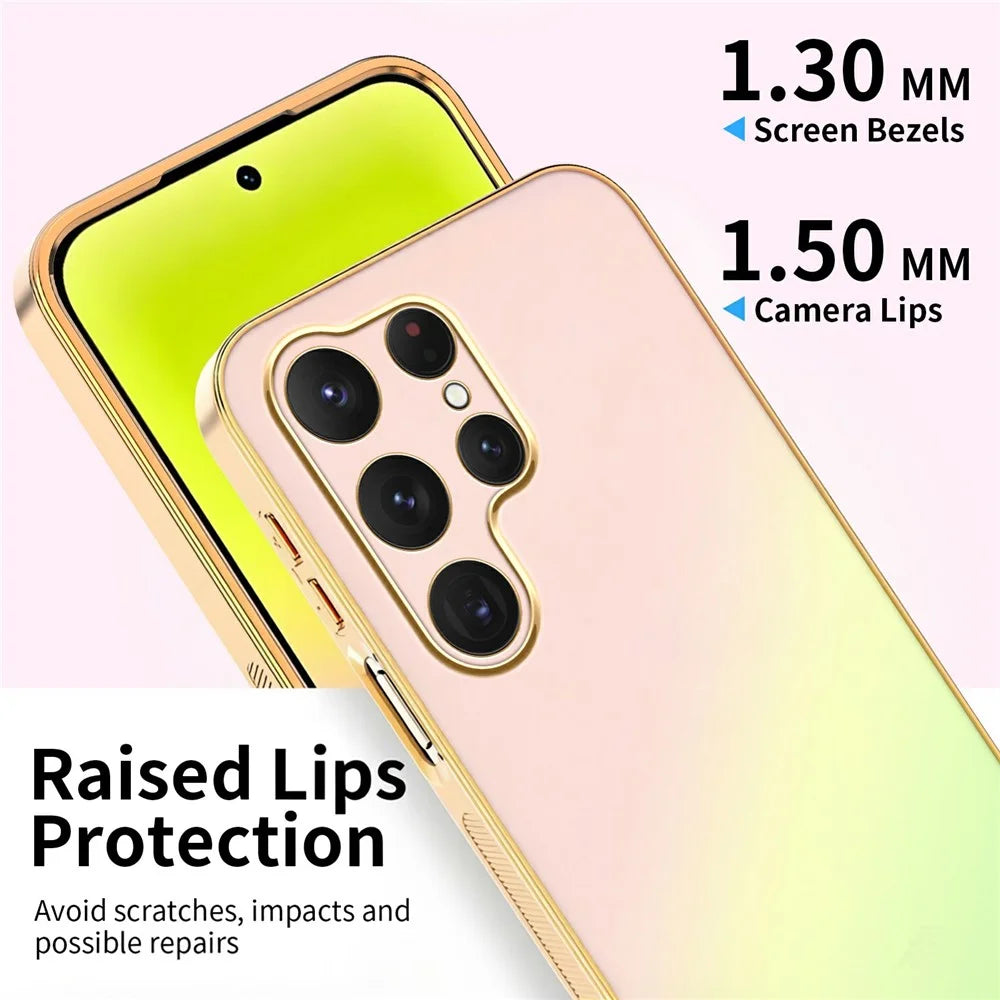 SINGIUZOO For Samsung Galaxy S25 Ultra Case Electroplated AG Matte Gradient Color PC + TPU Phone Cover - Pink - 4