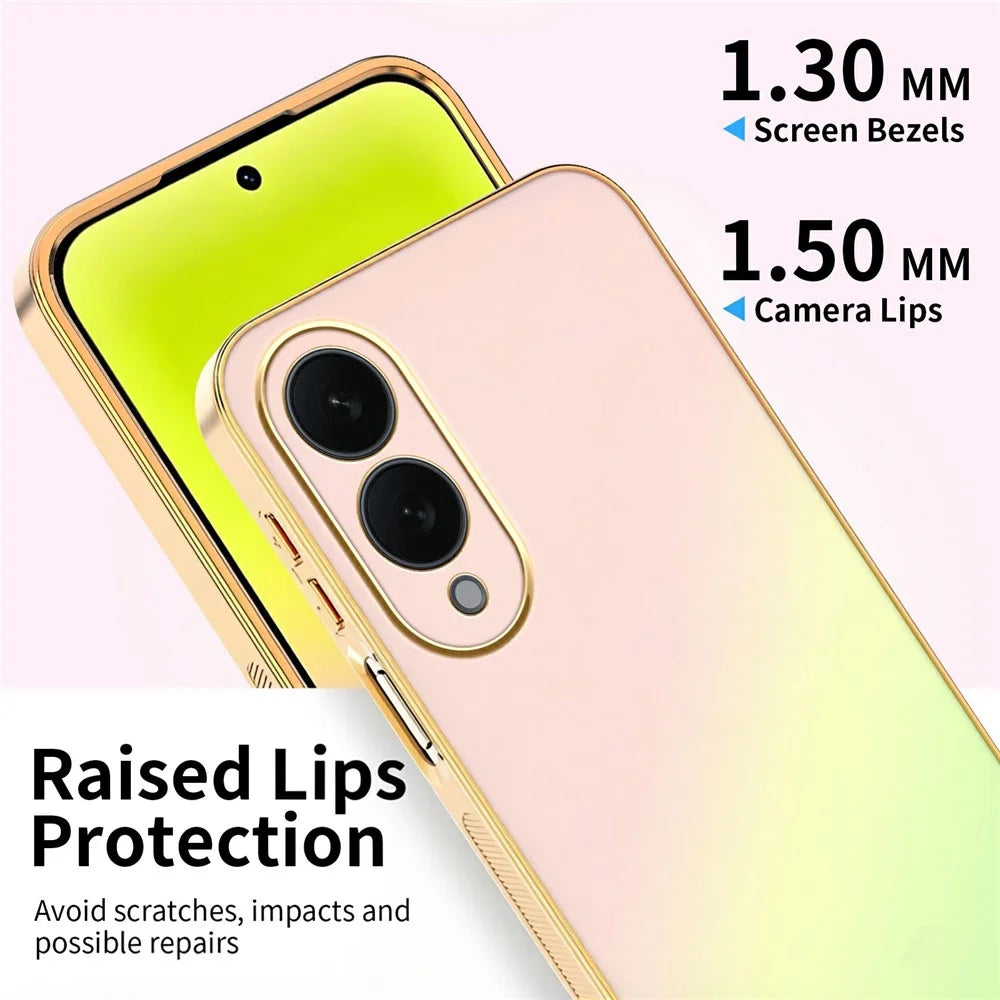 SINGIUZOO For Samsung Galaxy S25 Edge Case Electroplated AG Matte Gradient Color PC + TPU Phone Cover - Pink - 4