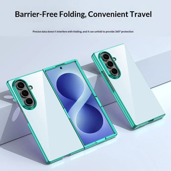 For Samsung Galaxy Z Fold8 Ultra Case Electroplated Frame Hard PC Clear Phone Cover - Green - 7