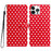 For iPhone 16 Pro Max Case Heart Pattern PU Leather Flip Wallet Stand Phone Cover with Wrist Strap - Red - 1