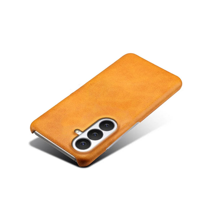 For Samsung Galaxy S26 FE Case Calf Texture PU Leather Hard PC Protective Phone Cover - Orange - 3