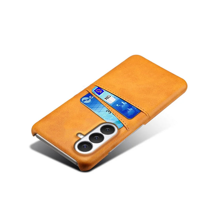 For Samsung Galaxy S26 FE Case Dual Card Slots PU Leather + Hard PC Phone Cover - Orange - 3