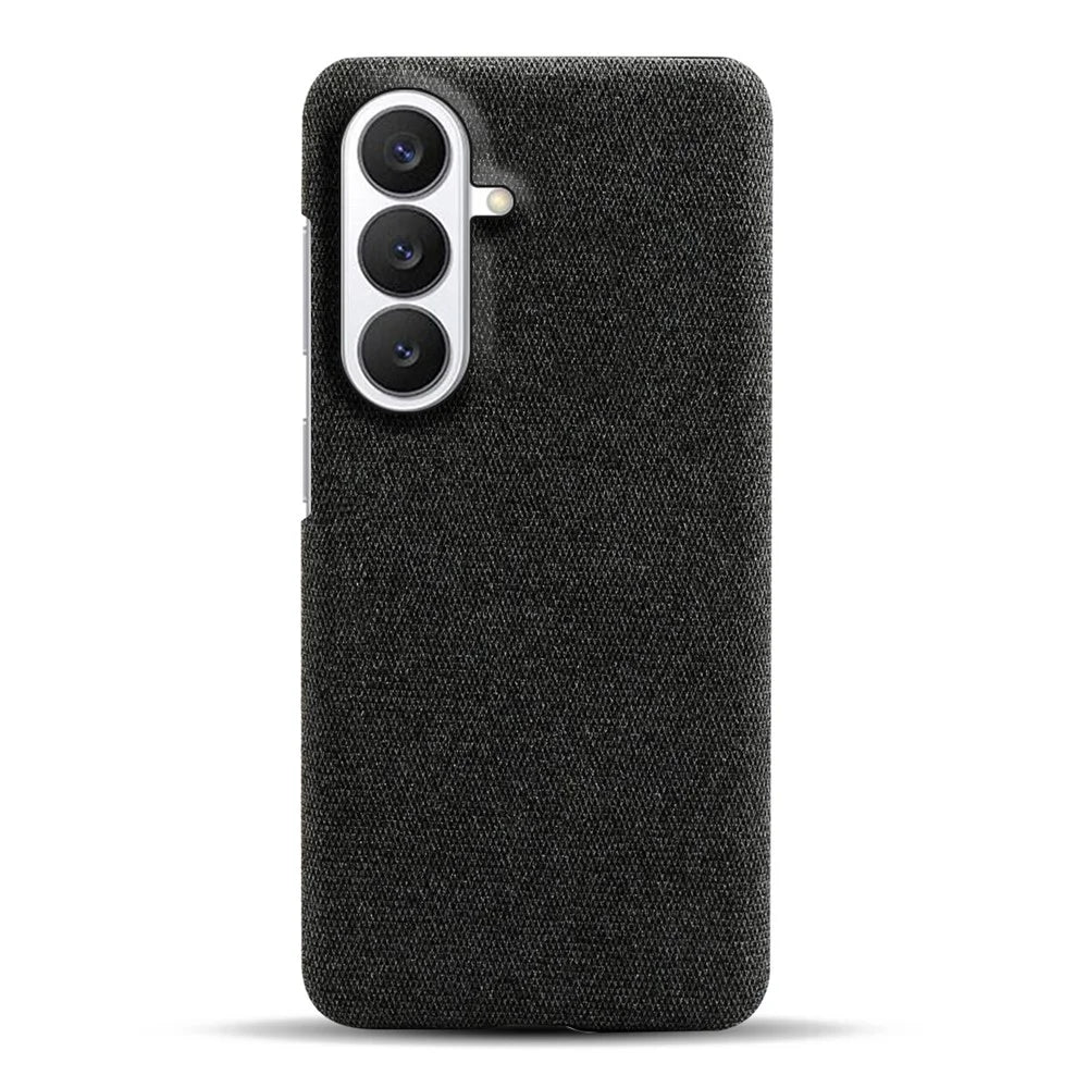 For Samsung Galaxy S26 FE Phone Case Cloth Texture Anti-Scratch Protective PC Back Cover - Black - 3