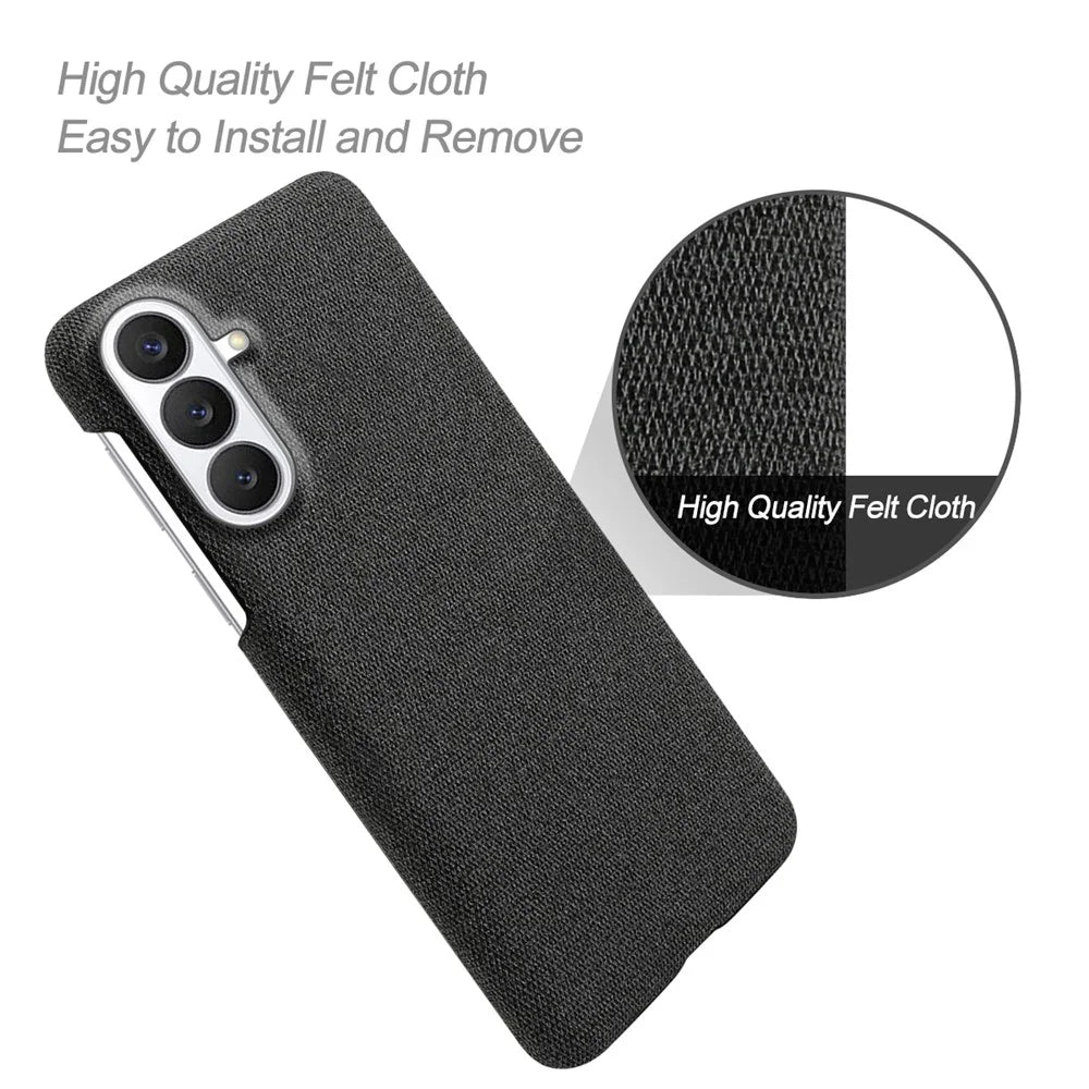 For Samsung Galaxy S26 FE Phone Case Cloth Texture Anti-Scratch Protective PC Back Cover - Black - 4