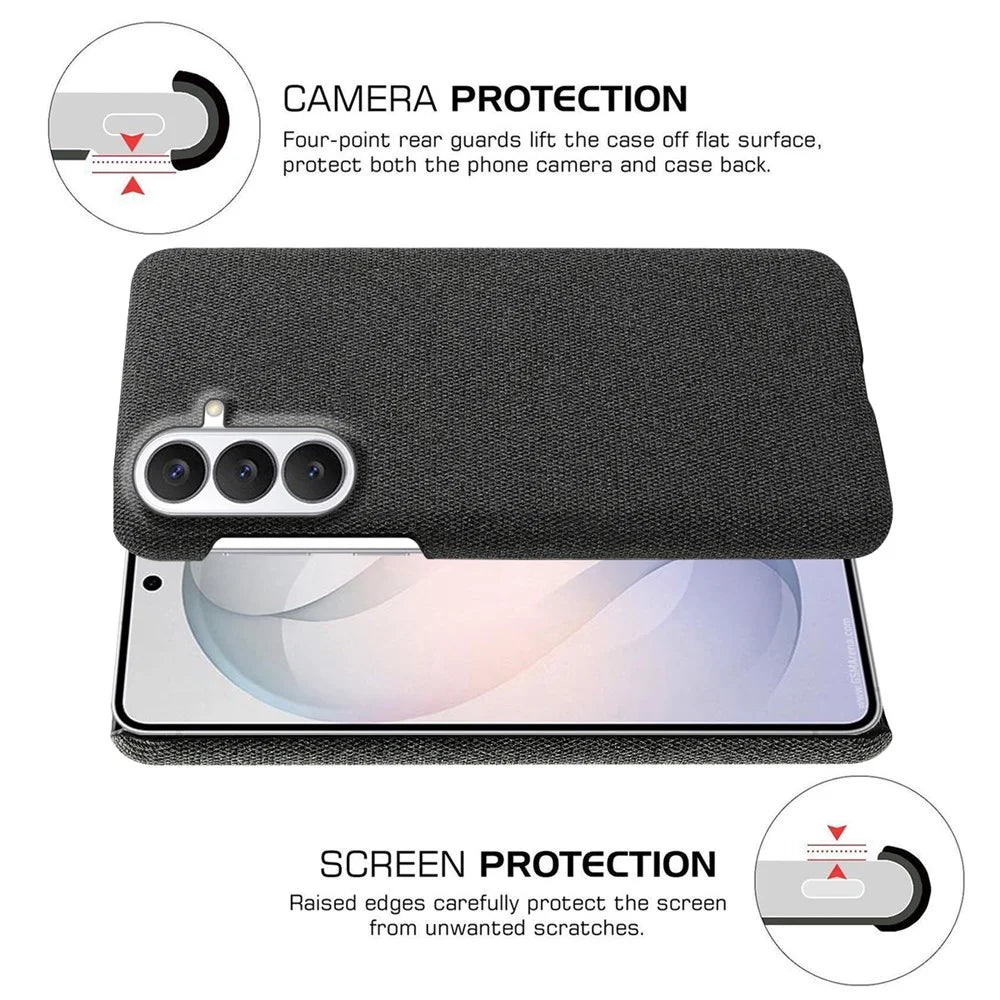 For Samsung Galaxy S26 FE Phone Case Cloth Texture Anti-Scratch Protective PC Back Cover - Black - 5