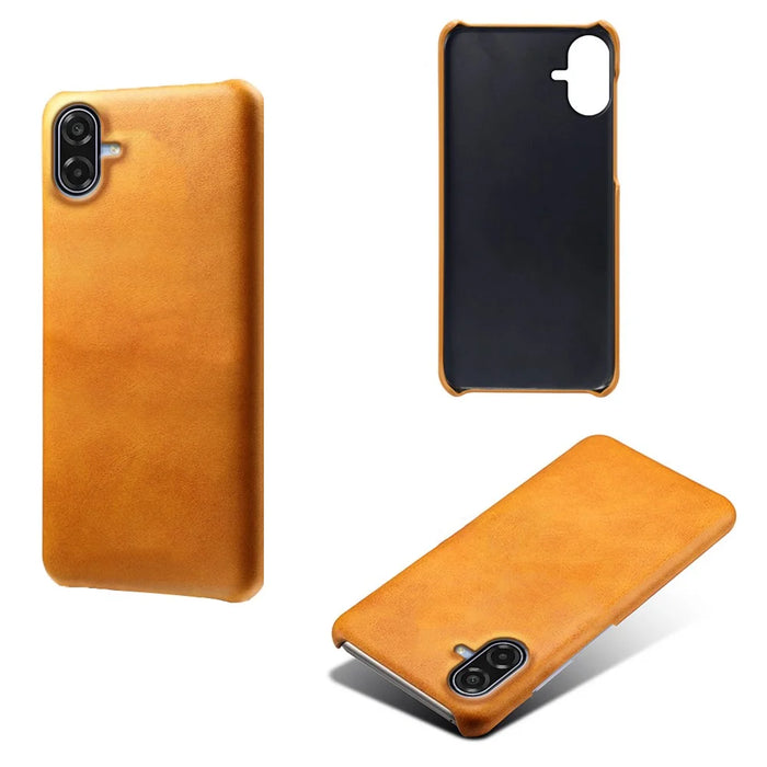 For Samsung Galaxy A07 5G Case Calf Texture PU Leather Coated PC Phone Cover - Orange - 2