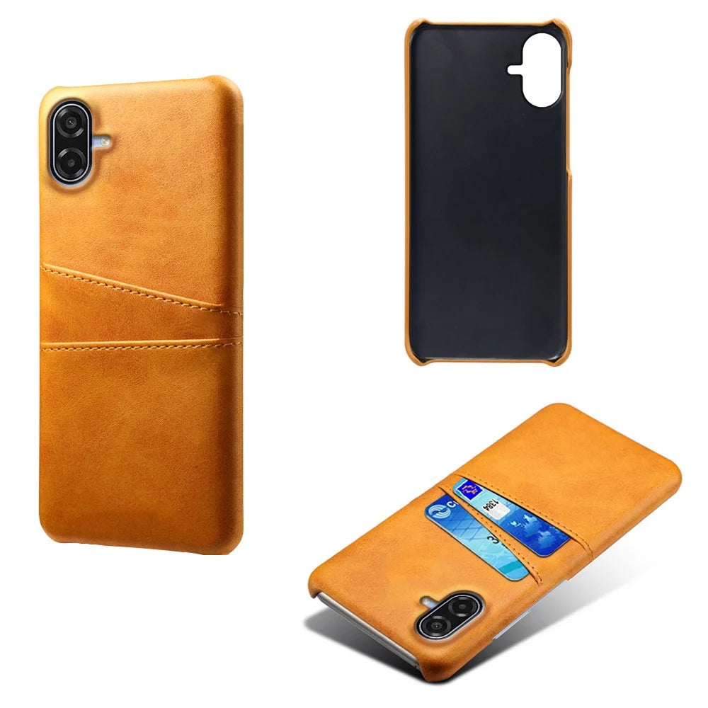For Samsung Galaxy A07 5G Case Dual Card Slots PU Leather + Hard PC Phone Cover - Orange - 2