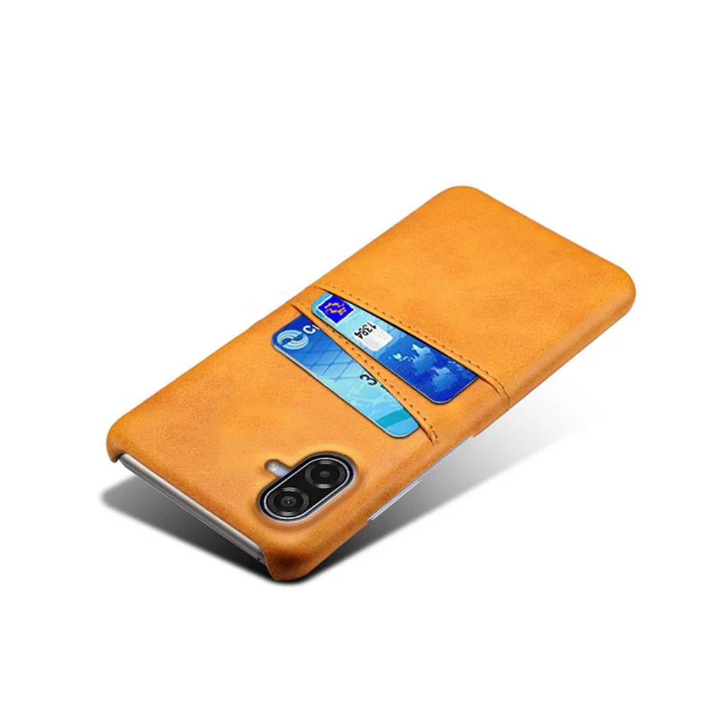 For Samsung Galaxy A07 5G Case Dual Card Slots PU Leather + Hard PC Phone Cover - Orange - 4