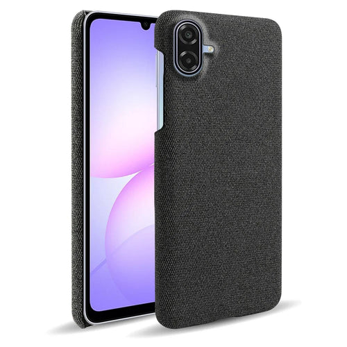 For Samsung Galaxy A07 5G Phone Case Cloth Texture Anti-Scratch Protective PC Back Cover - Black - 1