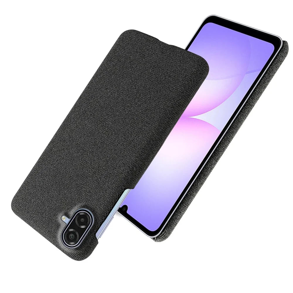 For Samsung Galaxy A07 5G Phone Case Cloth Texture Anti-Scratch Protective PC Back Cover - Black - 2