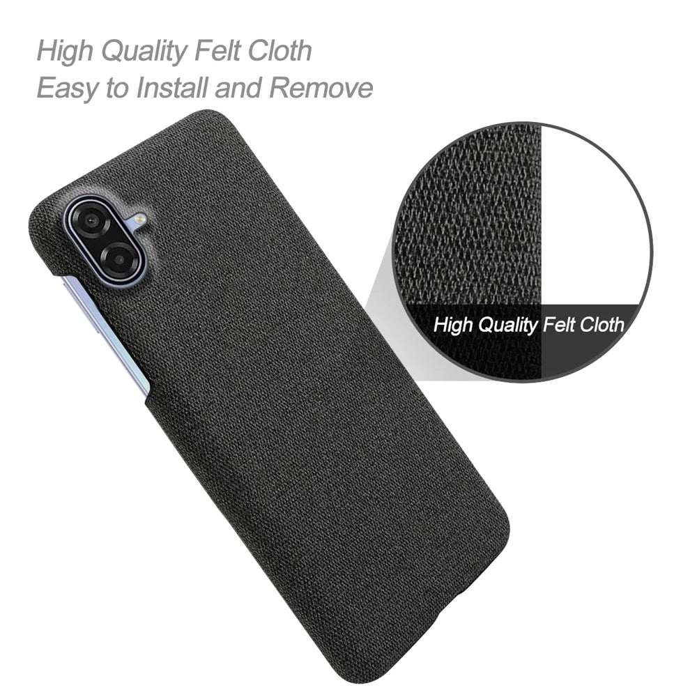For Samsung Galaxy A07 5G Phone Case Cloth Texture Anti-Scratch Protective PC Back Cover - Black - 4