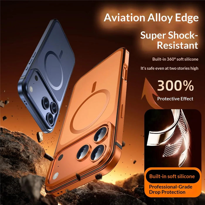 For iPhone 17 Pro Max Magnetic Case Dual-Tone Alloy + Silicone + PC Ultra-Thin Shockproof Phone Cover - Blue - 2