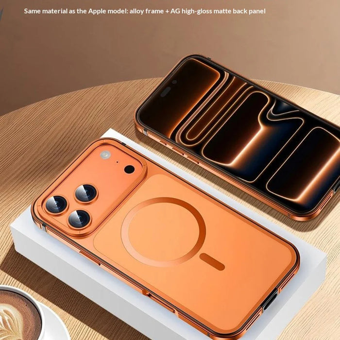 For iPhone 17 Pro Max Magnetic Case Dual-Tone Alloy + Silicone + PC Ultra-Thin Shockproof Phone Cover - Blue - 5