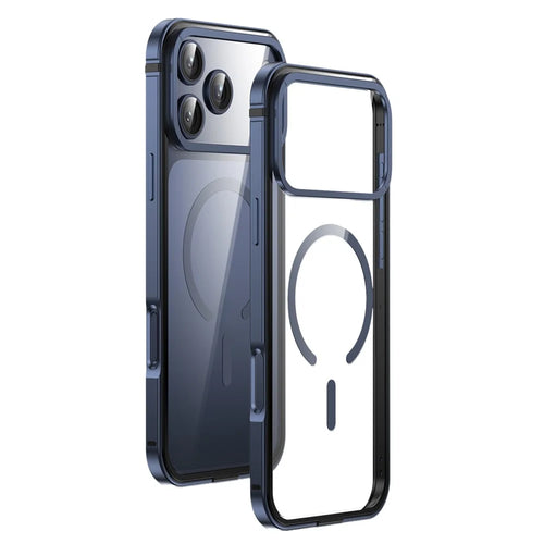 For iPhone 17 Pro Max Case Compatible with MagSafe Aluminum Alloy + TPU + PC Ultra Thin Clear Phone Cover - Blue - 1