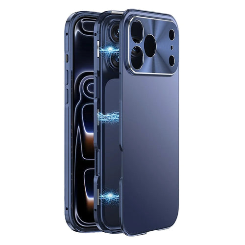 For iPhone 17 Pro Case Magnetic 2 in 1 Matte Acrylic + Aluminum Alloy Shockproof Phone Cover - Blue - 1