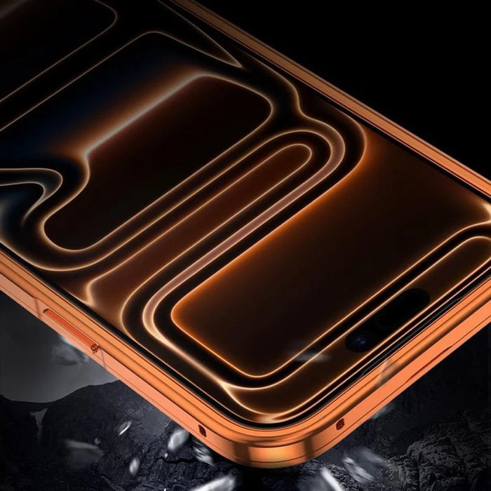 For iPhone 17 Pro Max Case Magnetic 2 in 1 Matte Acrylic + Aluminum Alloy Shockproof Phone Cover - Orange - 6
