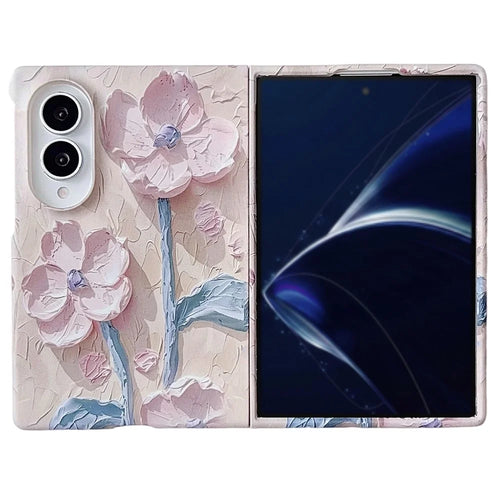 For Samsung Galaxy Z Fold8 Case Embossed Watercolor Floral Hard PC Protective Phone Cover - Watercolour Pink - 1