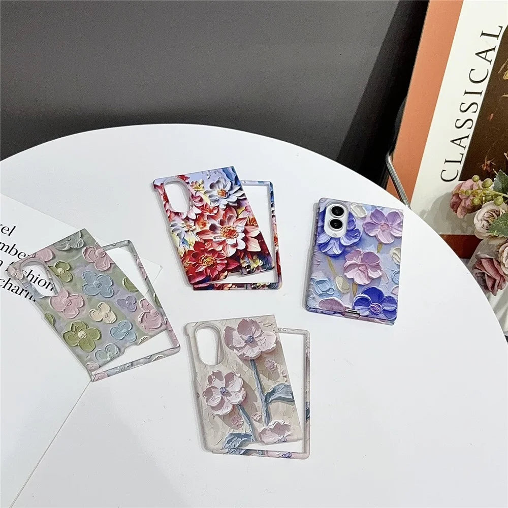 For Samsung Galaxy Z Fold8 Case Embossed Watercolor Floral Hard PC Protective Phone Cover - Watercolour Pink - 3