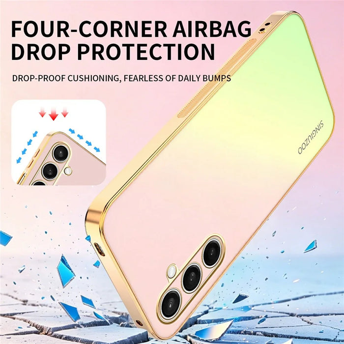 SINGIUZOO For Samsung Galaxy S25 FE Case Electroplated AG Matte Gradient Color PC + TPU Phone Cover - Pink - 3