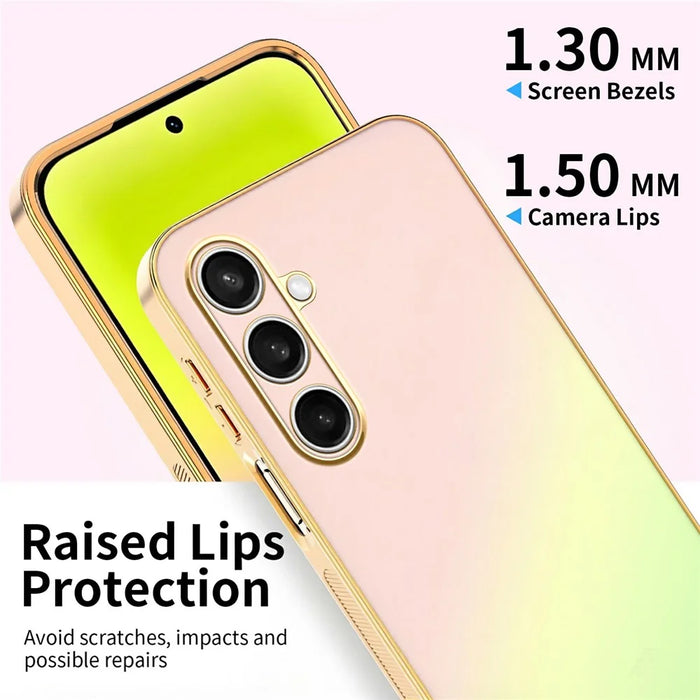 SINGIUZOO For Samsung Galaxy S25 FE Case Electroplated AG Matte Gradient Color PC + TPU Phone Cover - Pink - 4