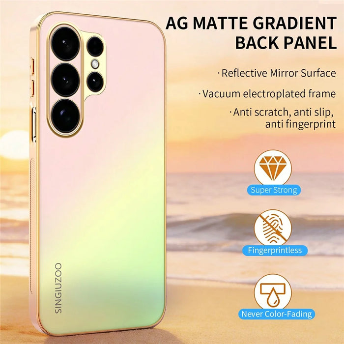 SINGIUZOO For Samsung Galaxy S26 Ultra Case Electroplated AG Matte Gradient Color PC + TPU Phone Cover - Pink - 5
