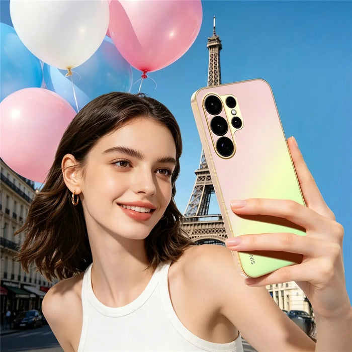 SINGIUZOO For Samsung Galaxy S26 Ultra Case Electroplated AG Matte Gradient Color PC + TPU Phone Cover - Pink - 7