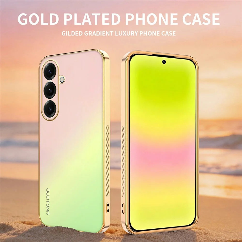 SINGIUZOO For Samsung Galaxy S26 FE Case Electroplated AG Matte Gradient Color PC + TPU Phone Cover - Pink - 2