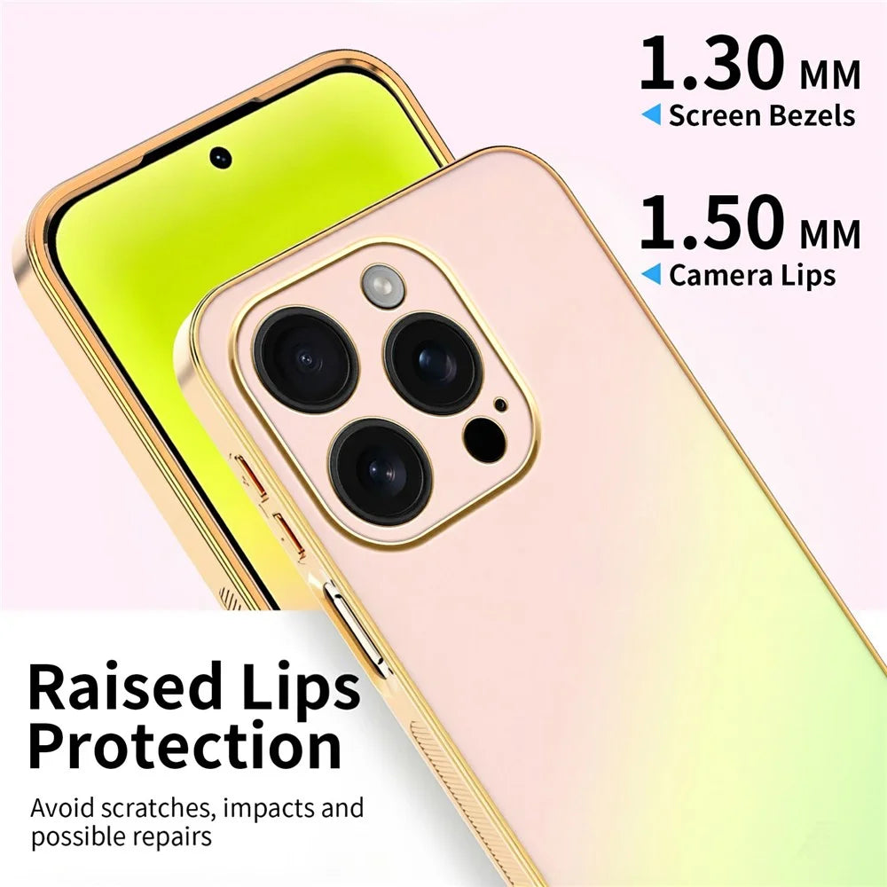 SINGIUZOO For iPhone 16 Pro Case Electroplated AG Matte Gradient Color PC + TPU Phone Cover - Pink - 4