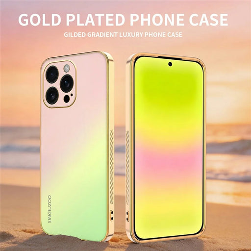 SINGIUZOO For iPhone 16 Pro Max Case Electroplated AG Matte Gradient Color PC + TPU Phone Cover - Pink - 2