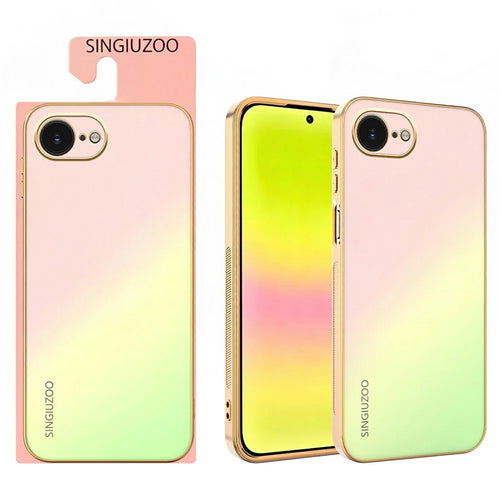 SINGIUZOO For iPhone 17e  /  16e Case Electroplated AG Matte Gradient Color PC + TPU Phone Cover - Pink - 1