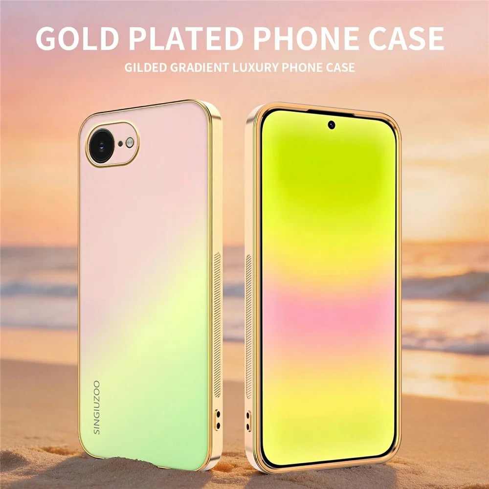 SINGIUZOO For iPhone 17e  /  16e Case Electroplated AG Matte Gradient Color PC + TPU Phone Cover - Pink - 2