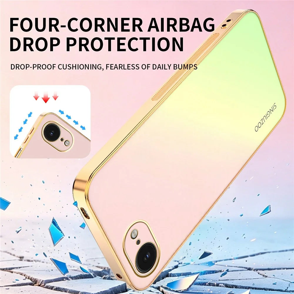 SINGIUZOO For iPhone 17e  /  16e Case Electroplated AG Matte Gradient Color PC + TPU Phone Cover - Pink - 3