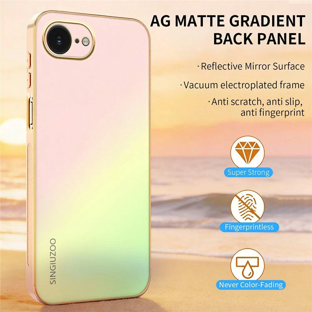 SINGIUZOO For iPhone 17e  /  16e Case Electroplated AG Matte Gradient Color PC + TPU Phone Cover - Pink - 5