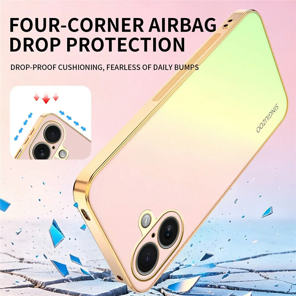 SINGIUZOO For iPhone 17 Case Electroplated AG Matte Gradient Color PC + TPU Phone Cover - Pink - 3