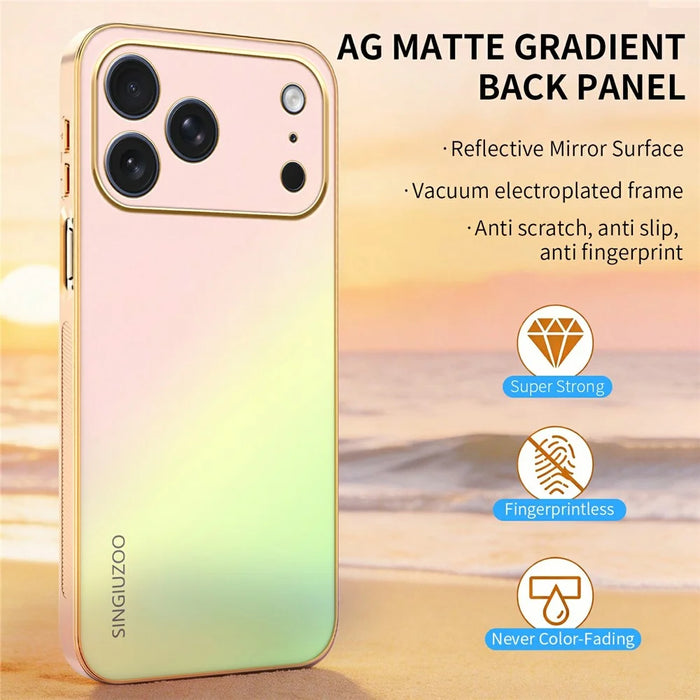 SINGIUZOO For iPhone 18 Pro Max  /  17 Pro Max Case Electroplated AG Matte Gradient Color PC + TPU Phone Cover - Pink - 5