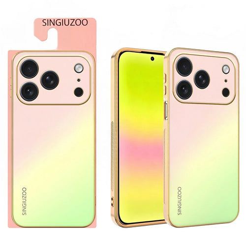 SINGIUZOO For iPhone 18 Pro  /  17 Pro Case Electroplated AG Matte Gradient Color PC + TPU Phone Cover - Pink - 1