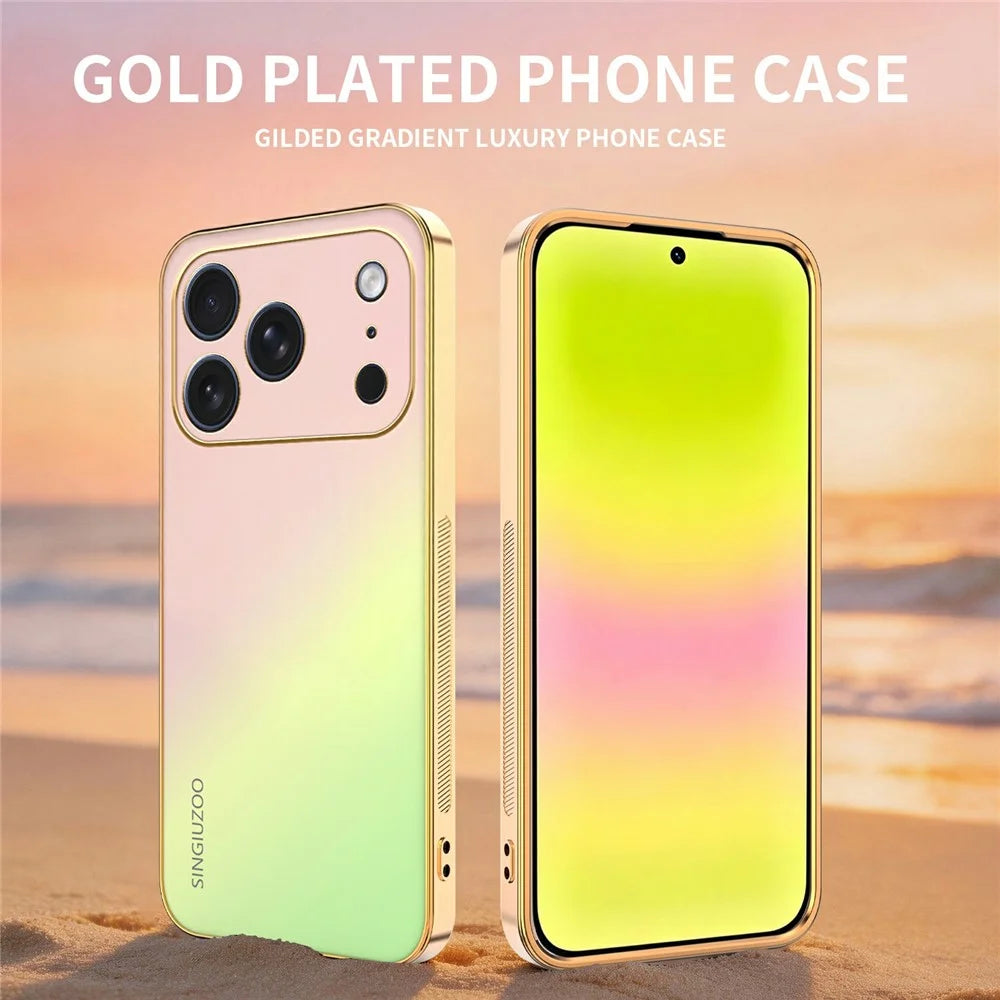 SINGIUZOO For iPhone 18 Pro  /  17 Pro Case Electroplated AG Matte Gradient Color PC + TPU Phone Cover - Pink - 2