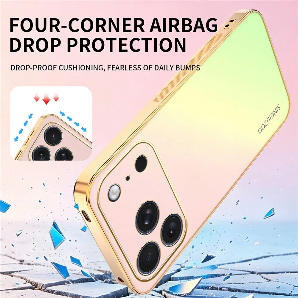 SINGIUZOO For iPhone 18 Pro  /  17 Pro Case Electroplated AG Matte Gradient Color PC + TPU Phone Cover - Pink - 3