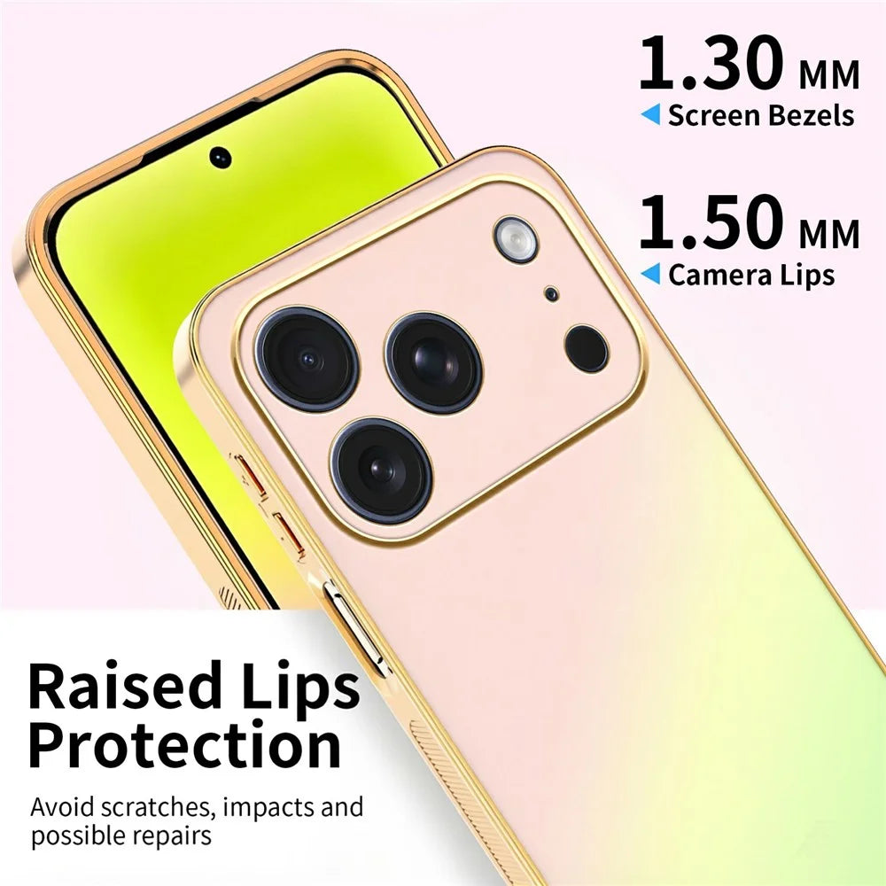 SINGIUZOO For iPhone 18 Pro  /  17 Pro Case Electroplated AG Matte Gradient Color PC + TPU Phone Cover - Pink - 4
