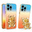 SINGIUZOO for iPhone 16 Pro Max Case Glitter Bear Kickstand Electroplated Gradient Color PC + TPU Phone Cover - Orange - 1